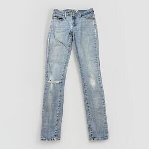 Levis 711 Skinny Fit Jeans Womens 26 Stretched Blue Denim Light Wash 27x29